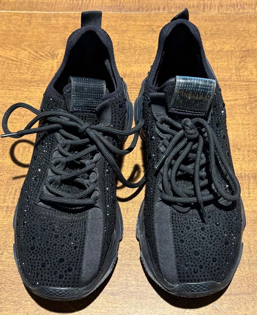 Steve Madden Maxima-R Black Rhinestone Embellished Sneakers Women’s size 9